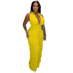 Oceanic Luxe Bandeau High Waist Jumpsuit - Vibrant Yellow