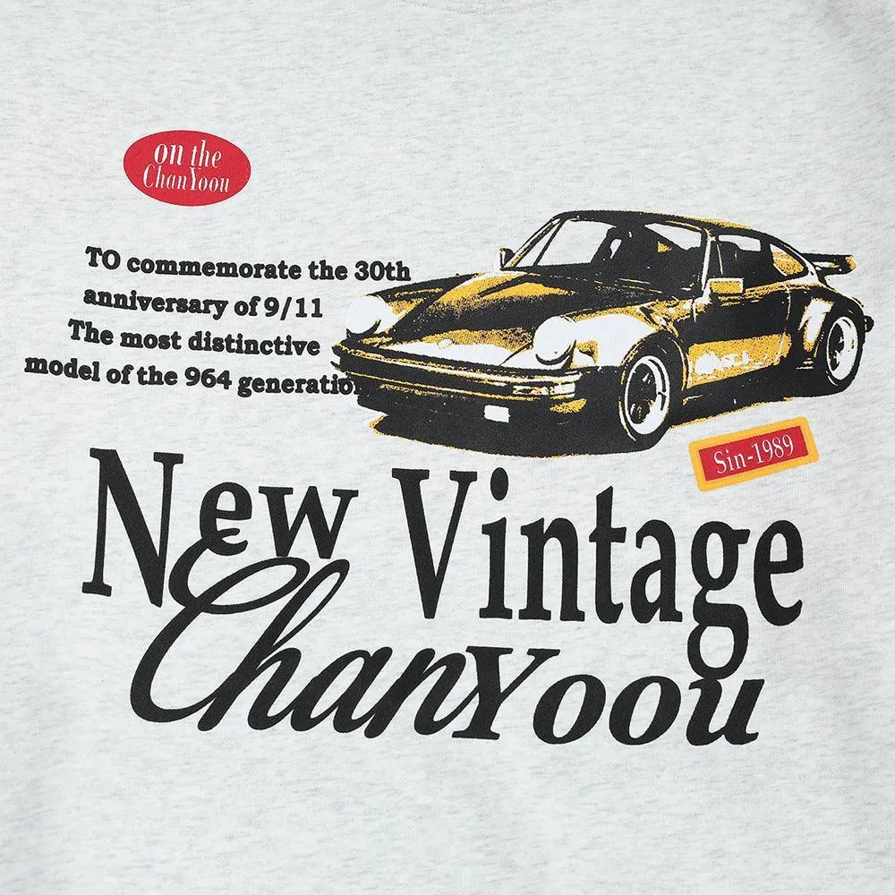 Porsche Car Print Fleece-lined Crew Neck Sweater