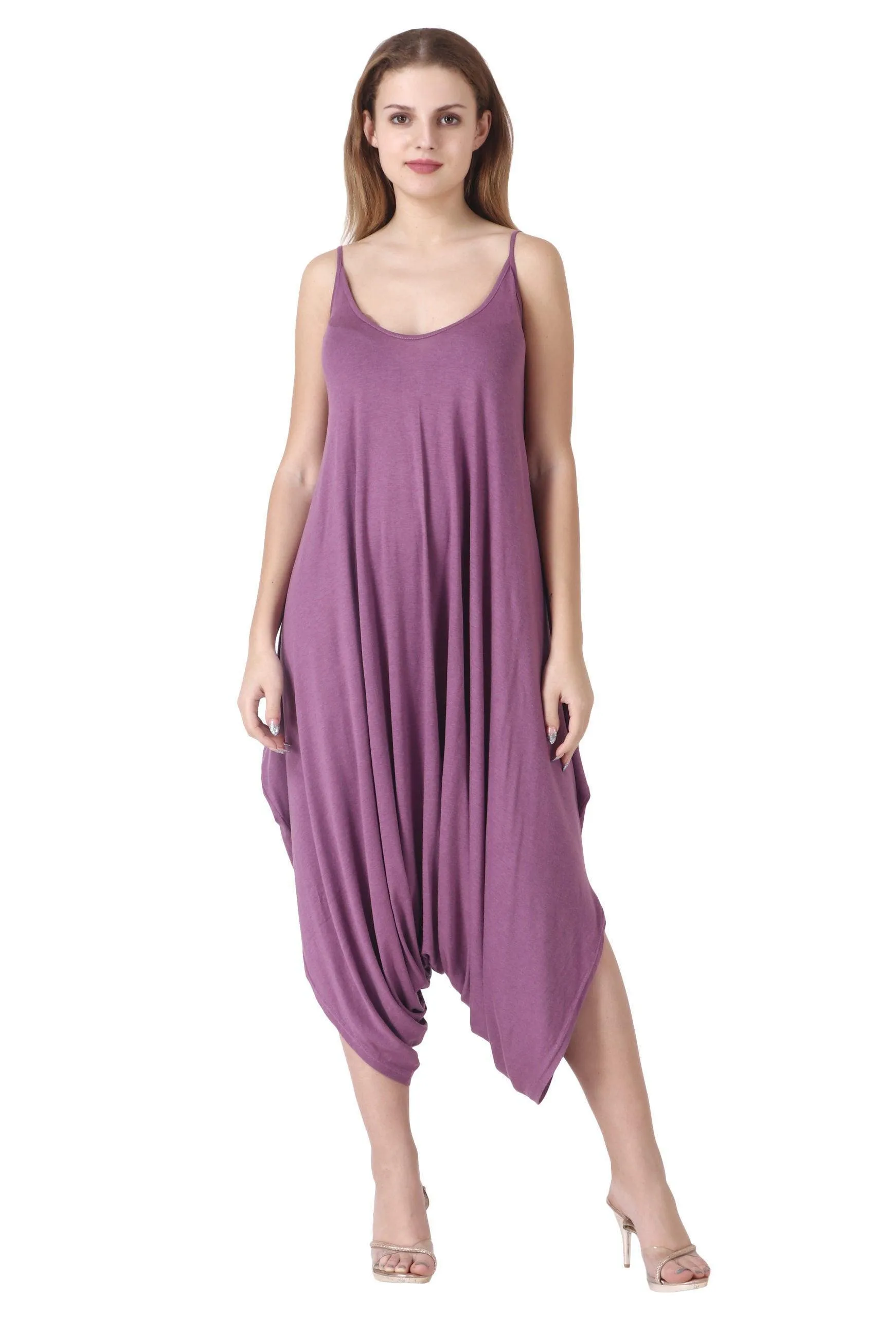 Purple Solid Loose Dhoti Style Jumpsuit