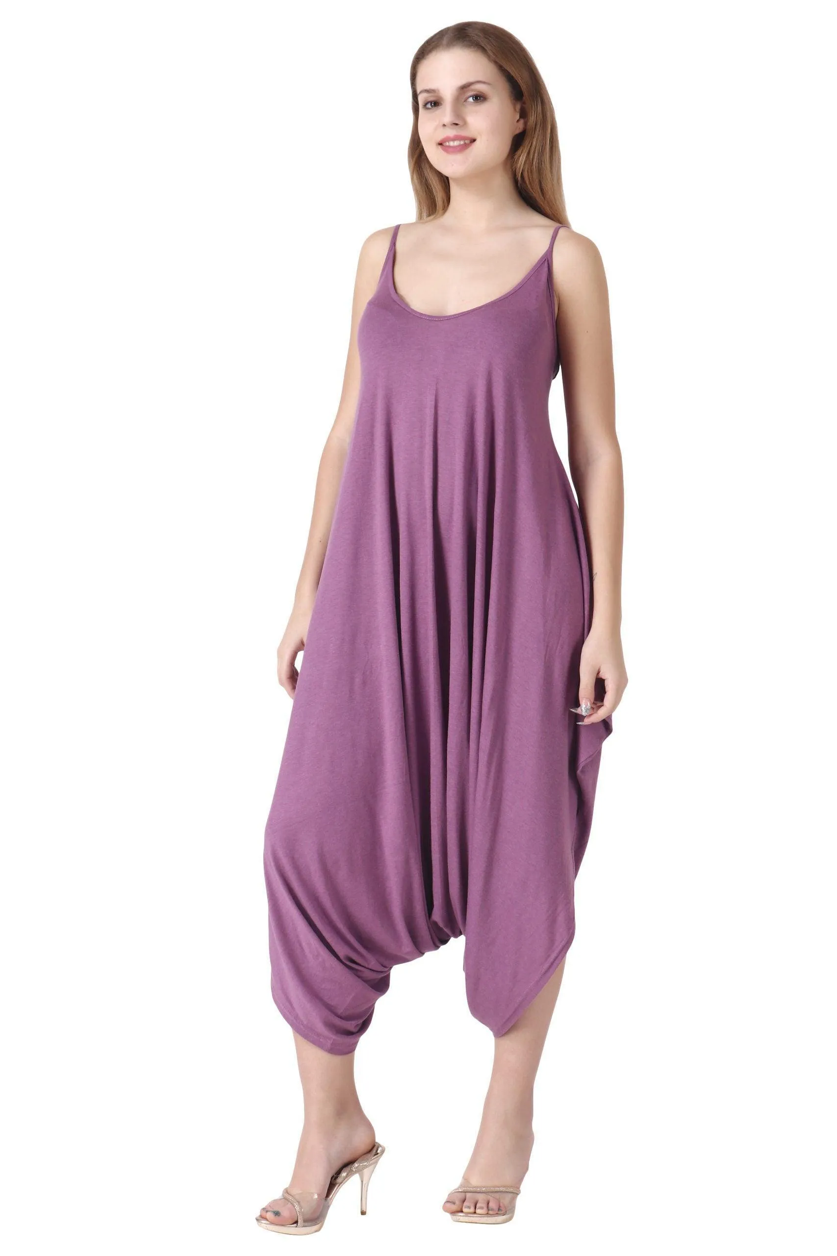 Purple Solid Loose Dhoti Style Jumpsuit