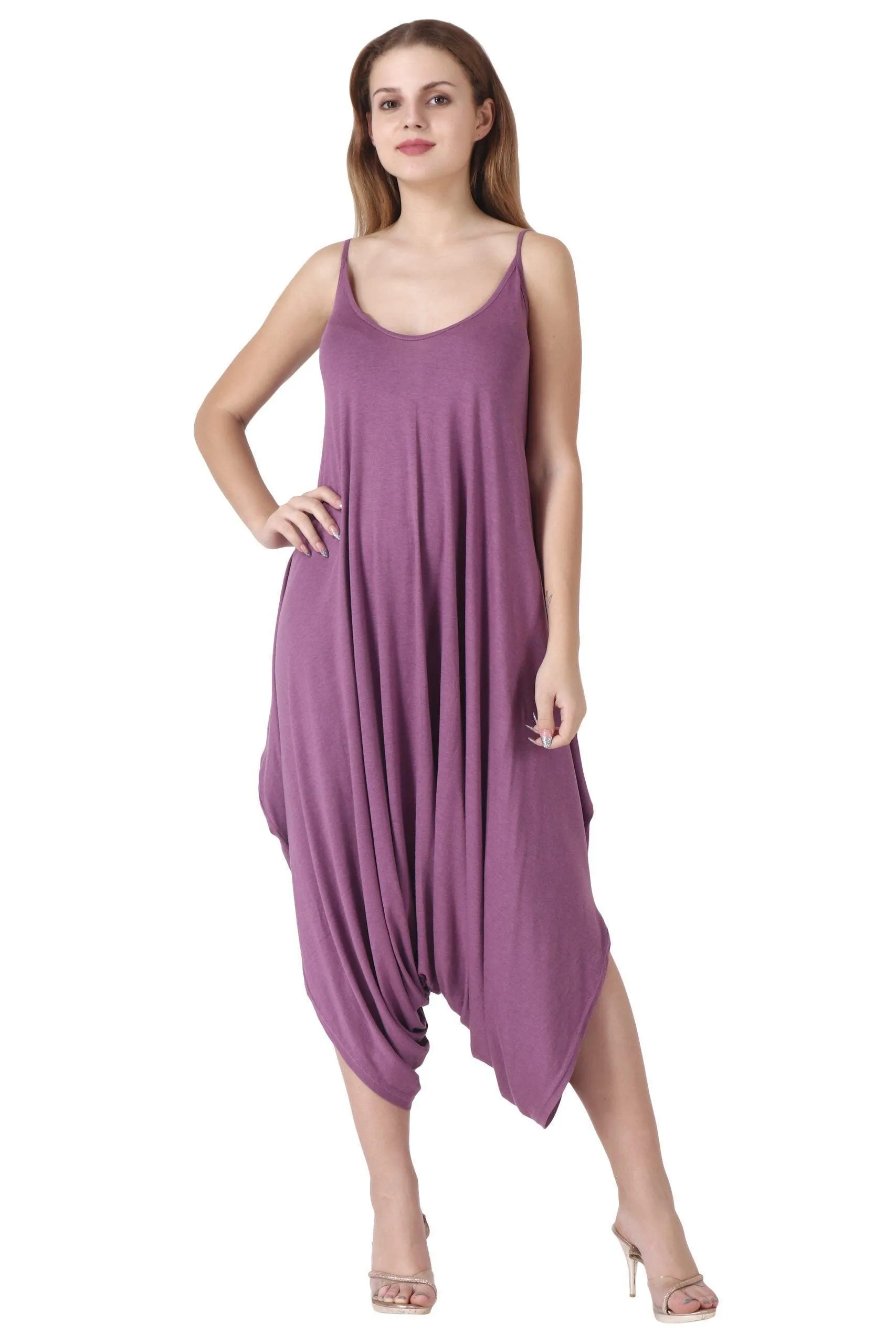 Purple Solid Loose Dhoti Style Jumpsuit