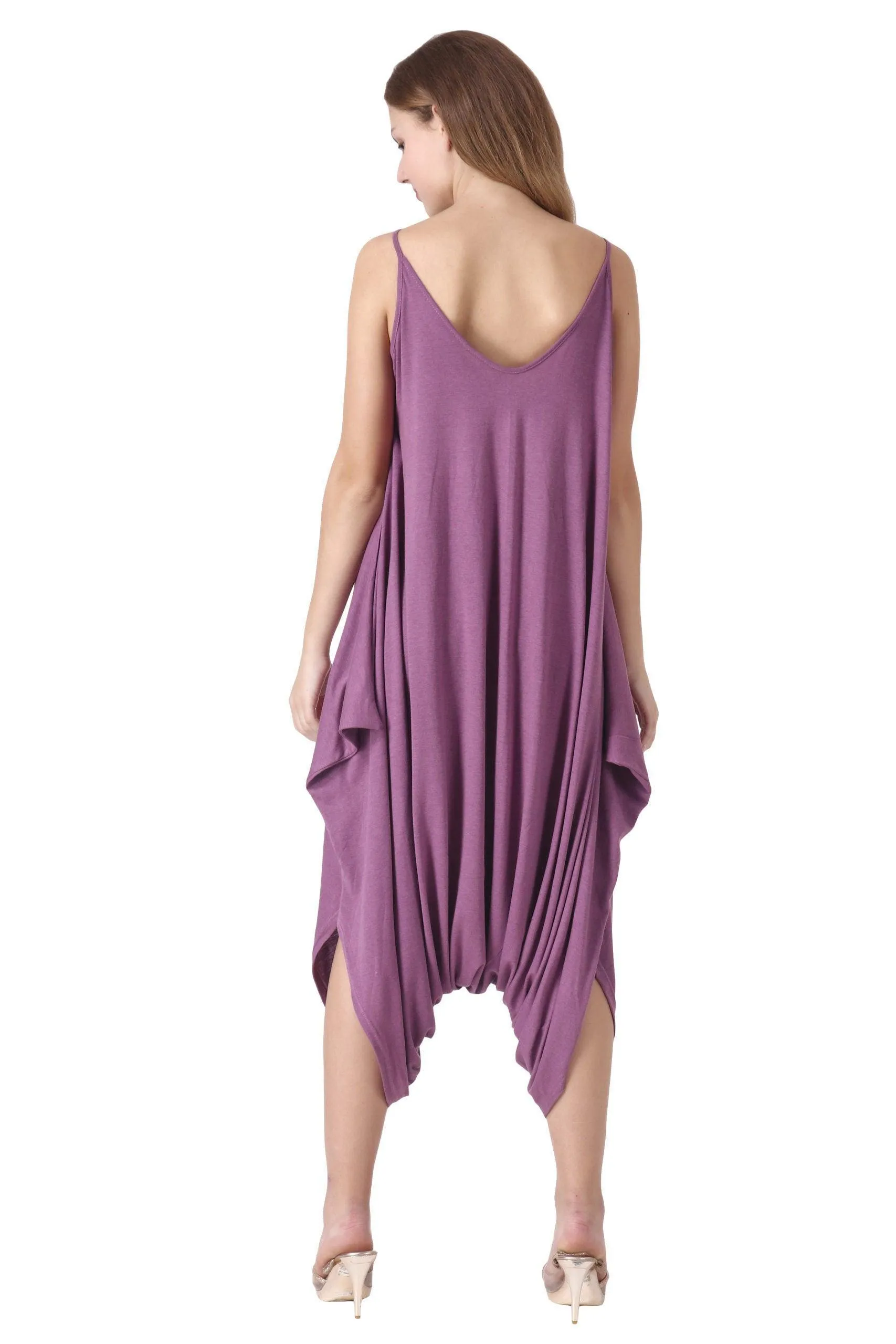 Purple Solid Loose Dhoti Style Jumpsuit