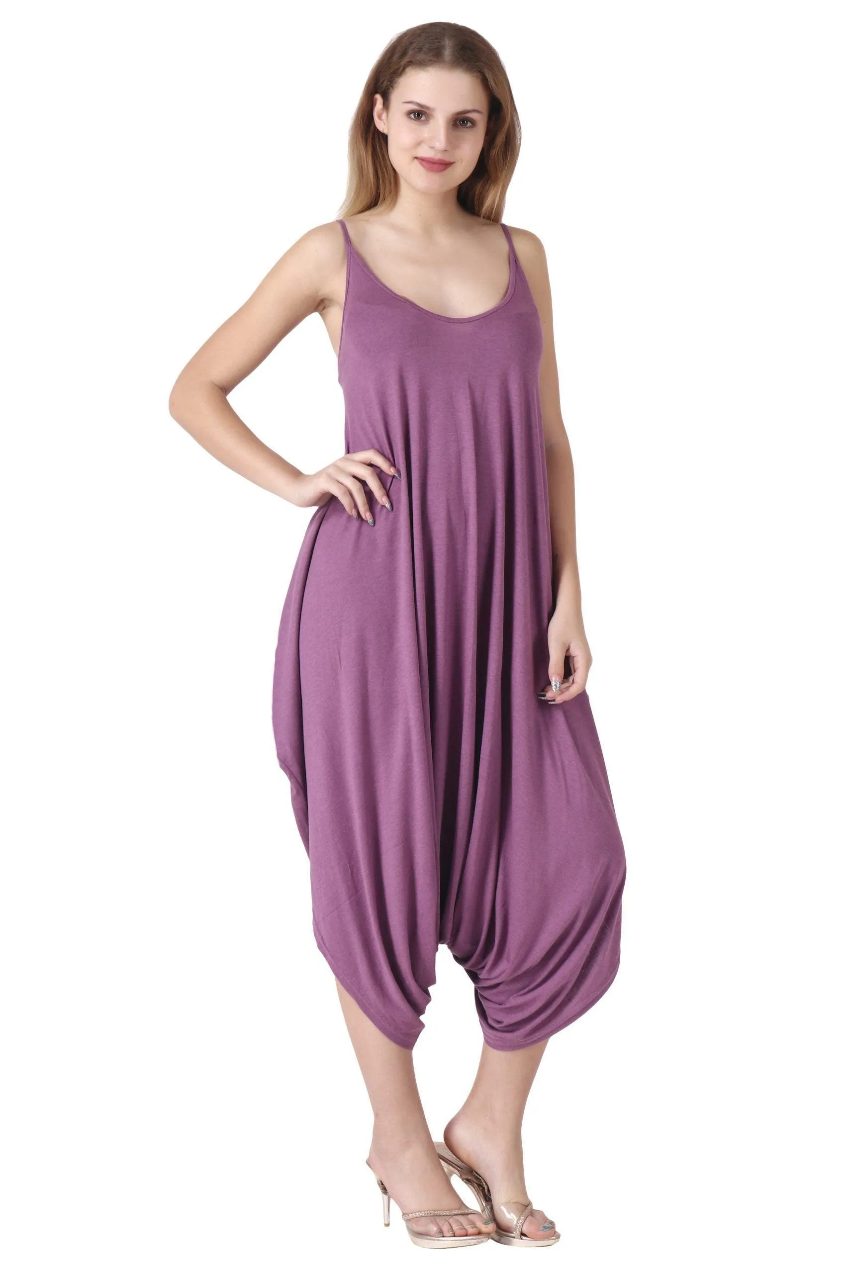 Purple Solid Loose Dhoti Style Jumpsuit
