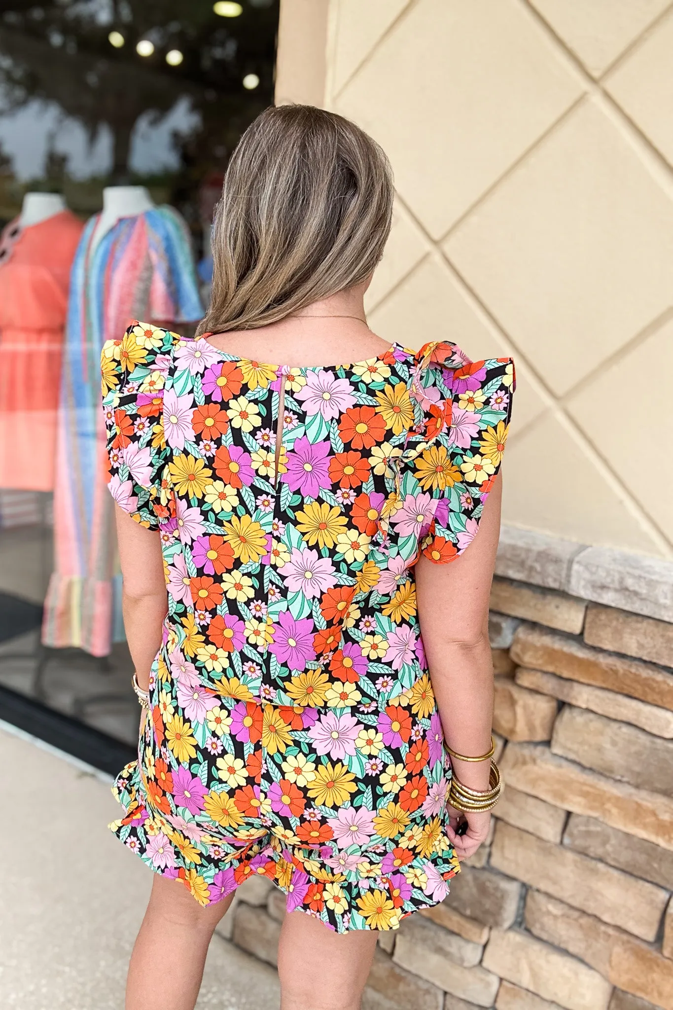 Retro Floral Ruffle Romper