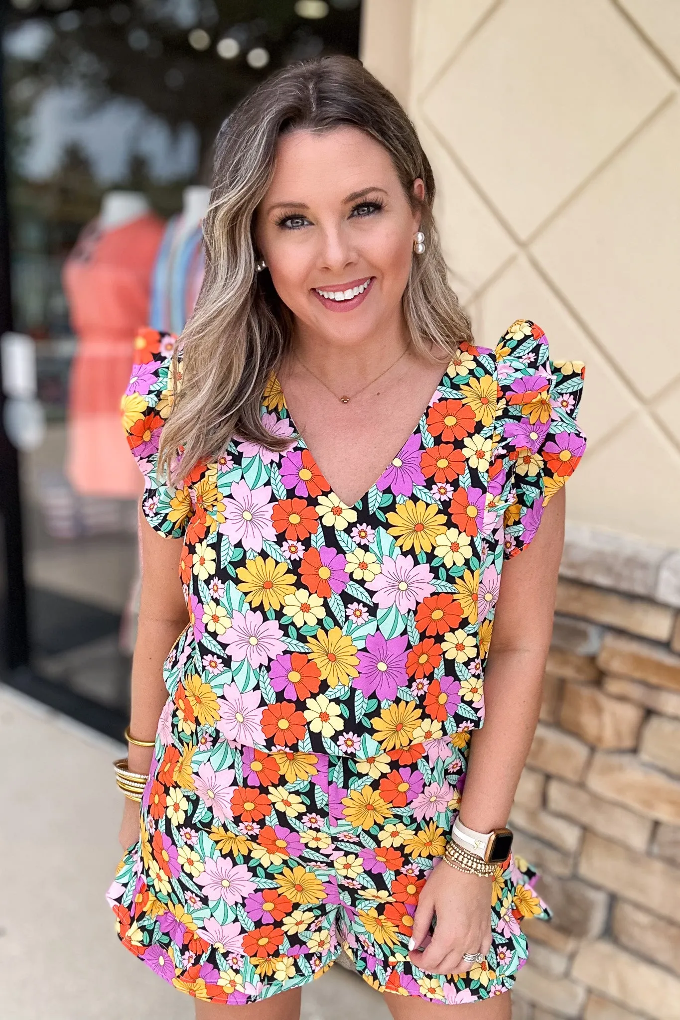Retro Floral Ruffle Romper