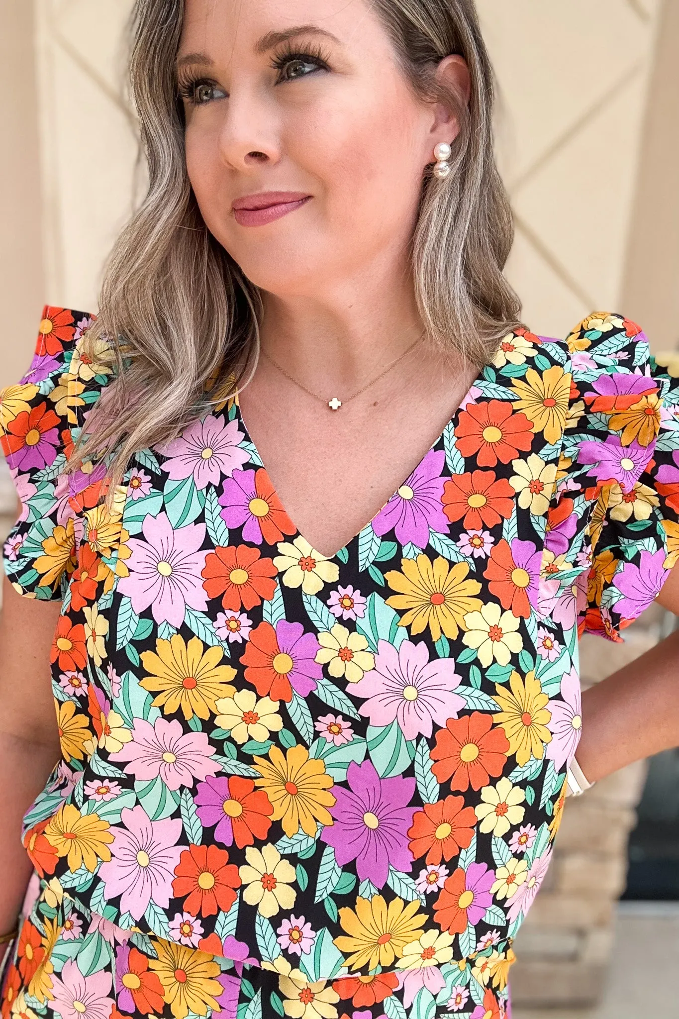 Retro Floral Ruffle Romper