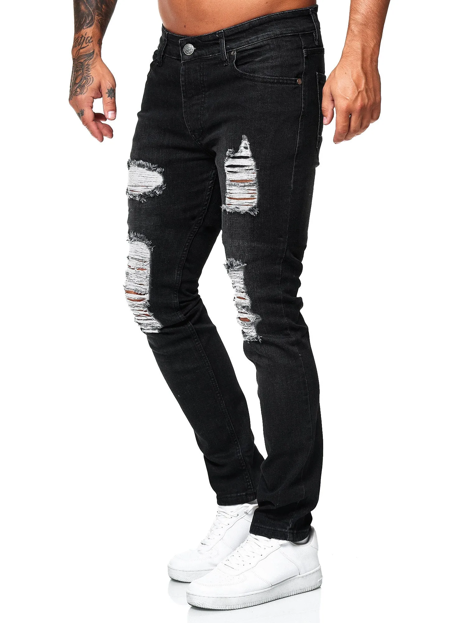 Rezo Ripped Distressed Jeans - Black X65