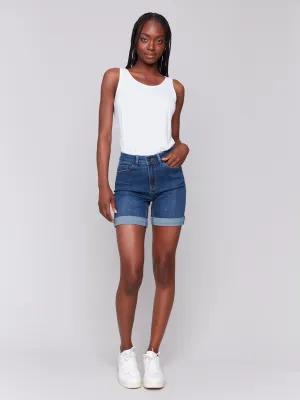 Rolled Cuff Denim Shorts - Indigo