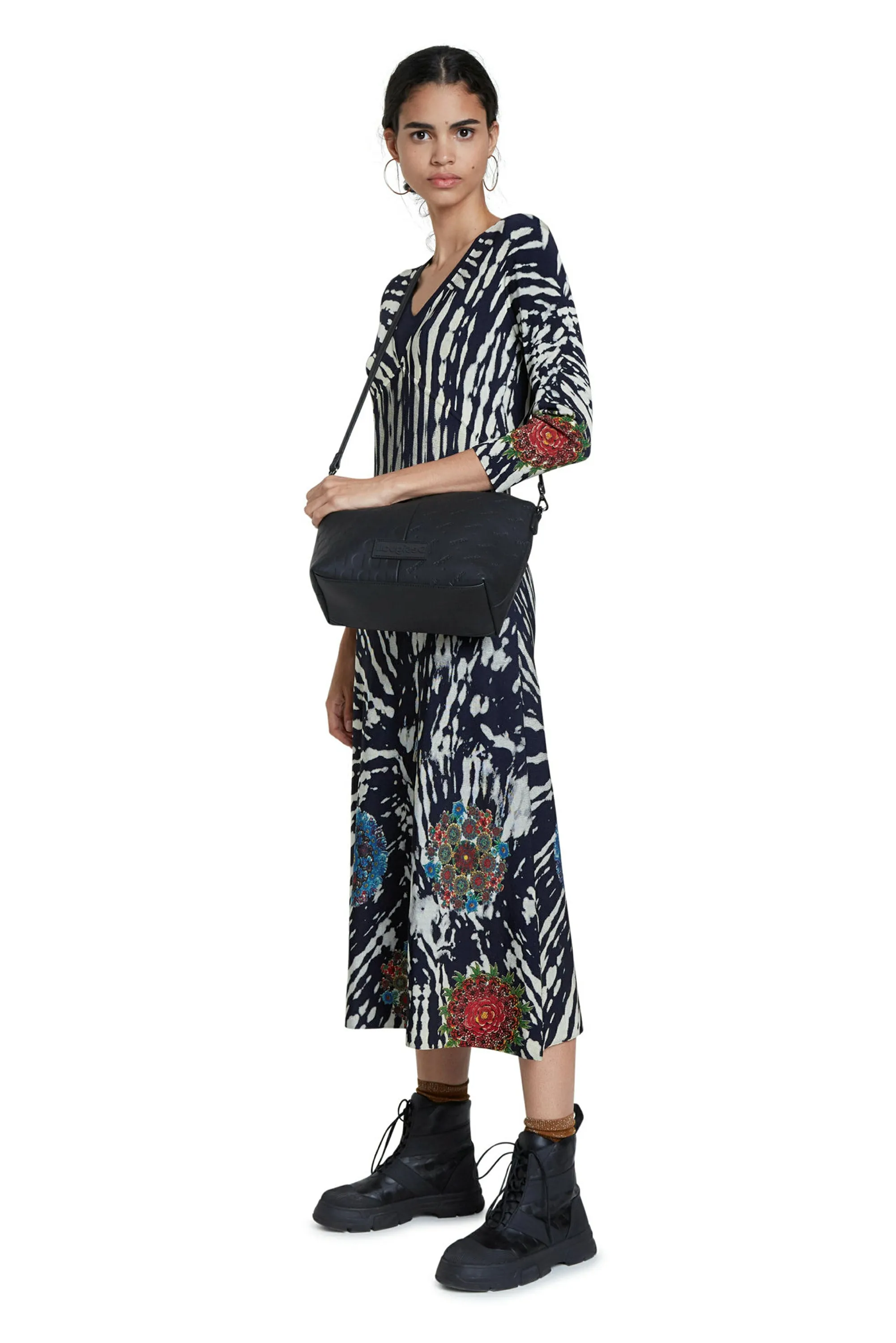 Shanghai 3/4 Sleeve Tie Dye Knit Maxi Dress Desigual Style 20WWVF08 Blue
