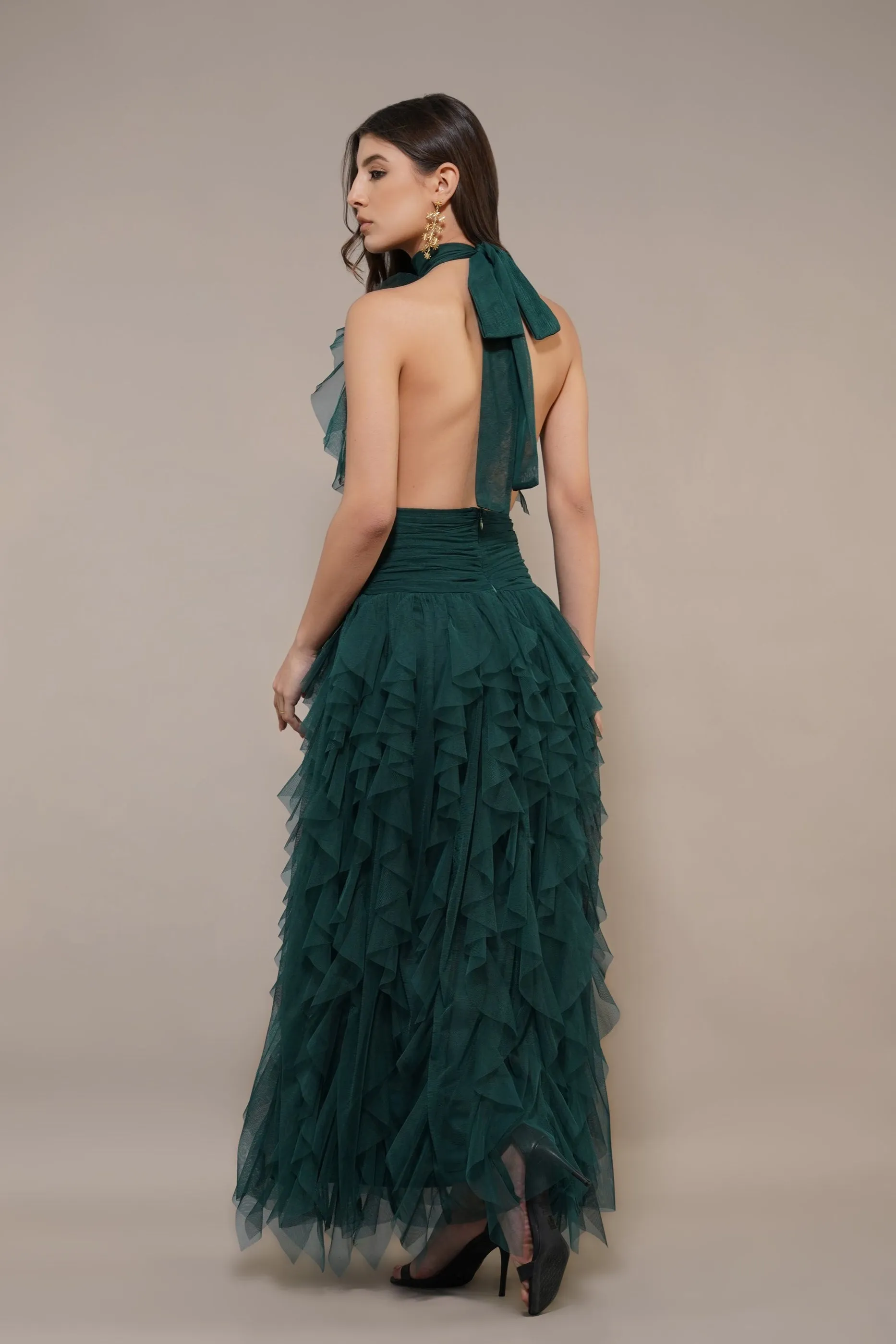 Tabitha Maxi Ruffle Dress in Forest Green