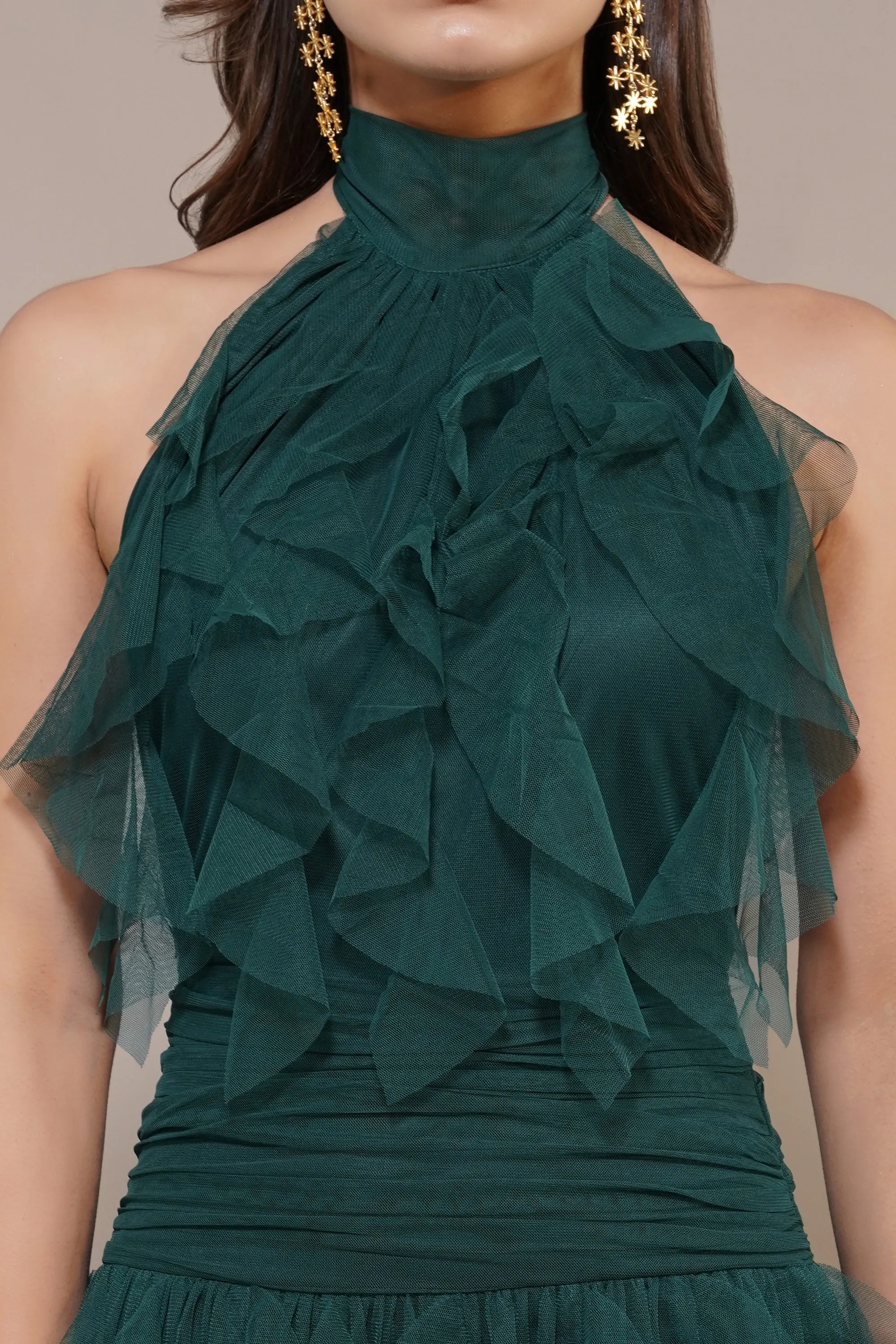 Tabitha Maxi Ruffle Dress in Forest Green