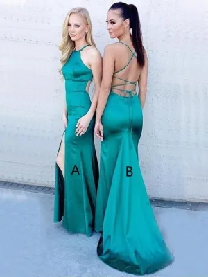 Turquoise Prom Dress, Backless Prom Dress,Skin Tight Prom Dress with Slits and Open Back,MA018