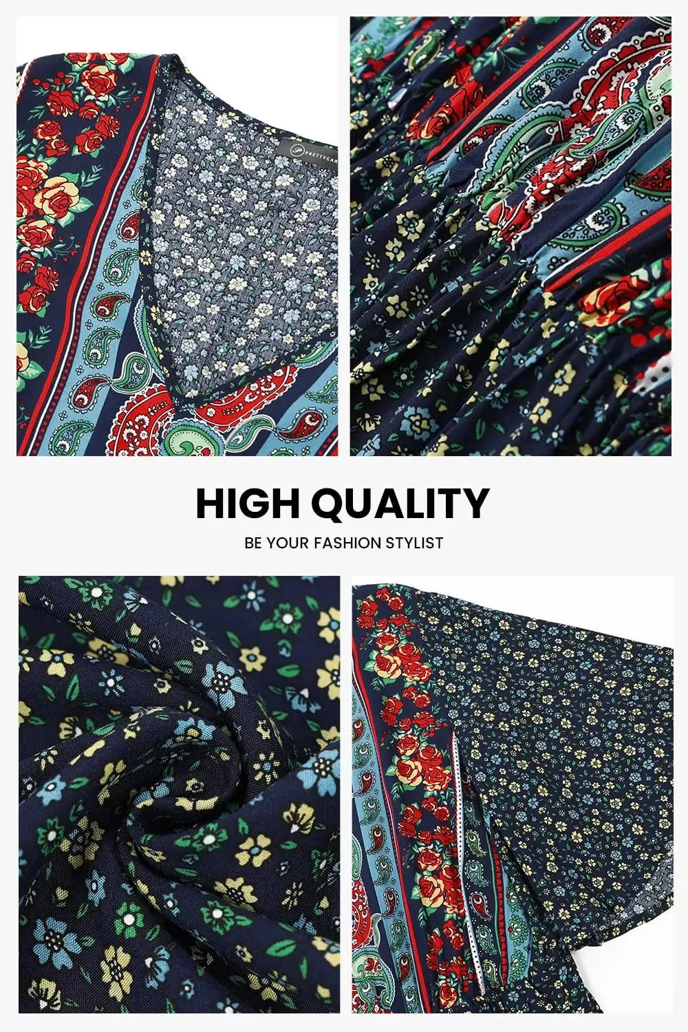 V Neck Summer Boho High Waist Maxi Dresses