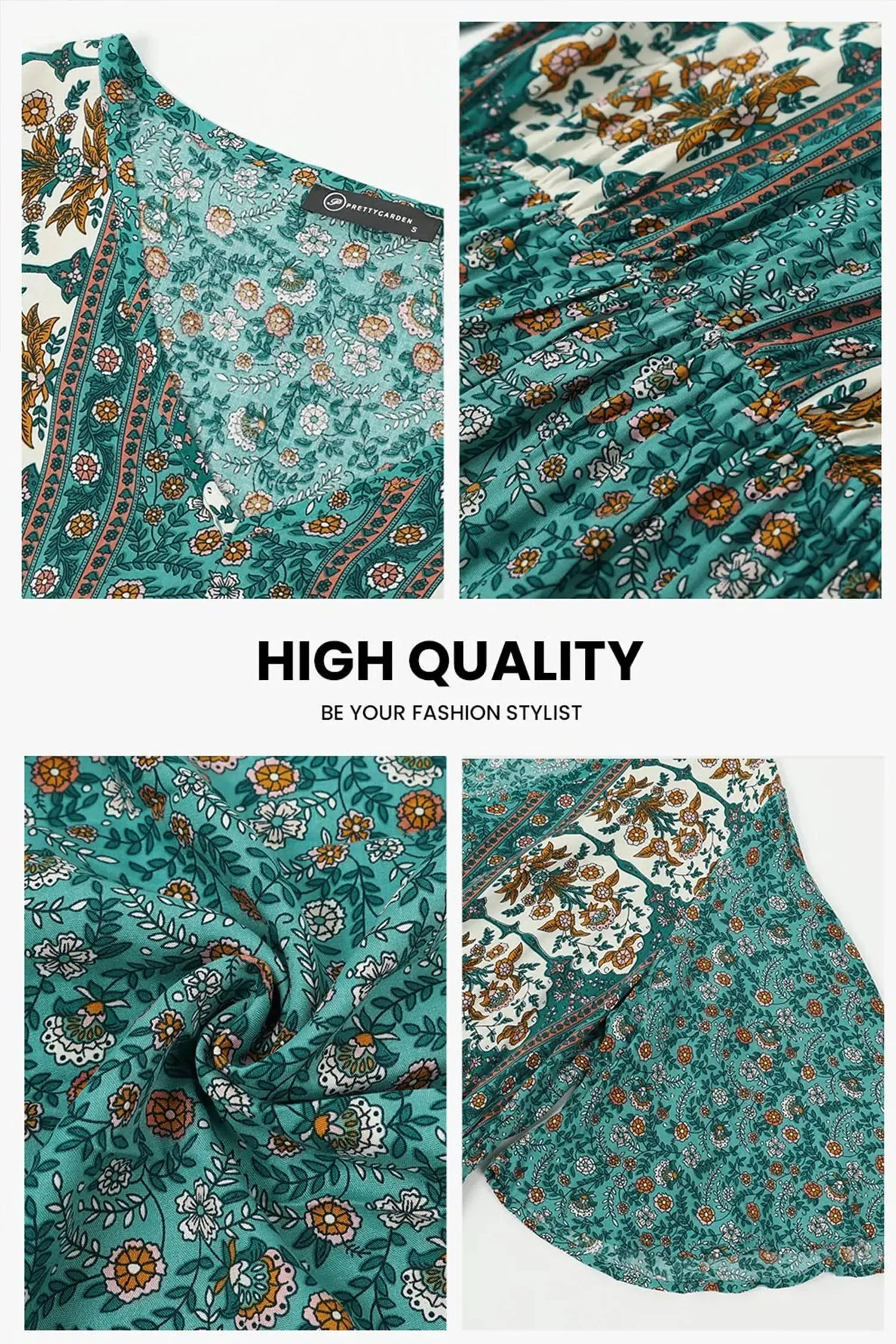 V Neck Summer Boho High Waist Maxi Dresses