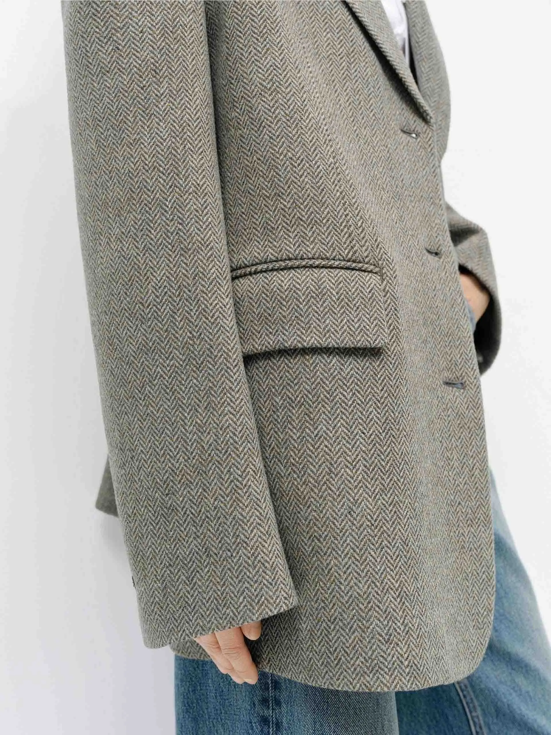 Wool Herringbone Blazer